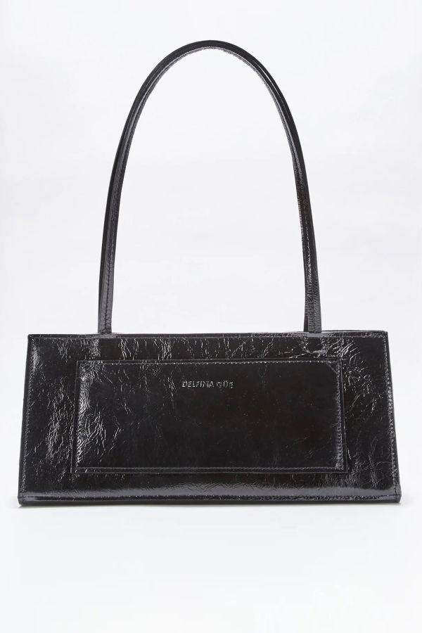 Delfina Gue Hotdog Black Wrinkle Shoulder Bag