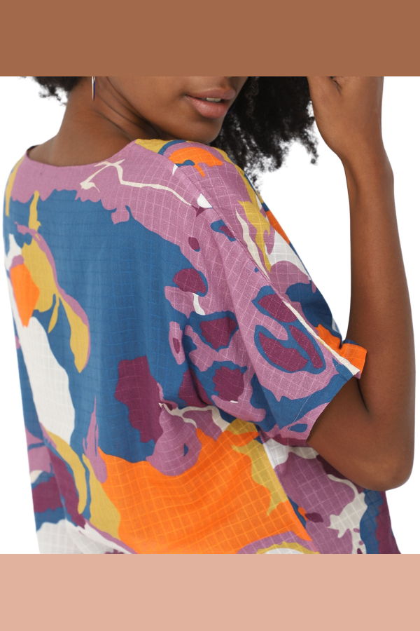 Vismaya Abstract Cotton Top - Purple