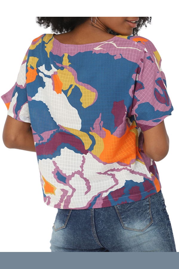 Vismaya Abstract Cotton Top - Purple