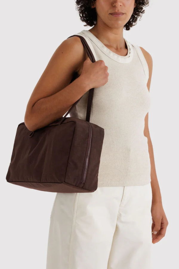 BAGGU Medium Nylon Bowler Bag - Coffee