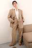 Vintage 90s Wool Blend Tailored Pantsuit - Sand - Thumbnail 1