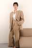 Vintage 90s Wool Blend Tailored Pantsuit - Sand - Thumbnail 3