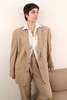 Vintage 90s Wool Blend Tailored Pantsuit - Sand - Thumbnail 6