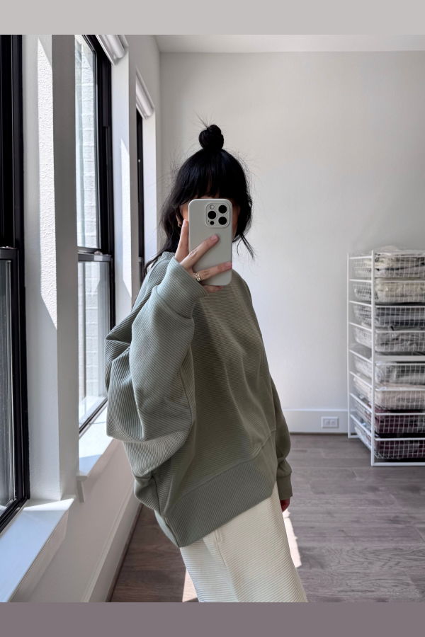 NA NIN Margot Rippled Cotton Cropped Sweatshirt