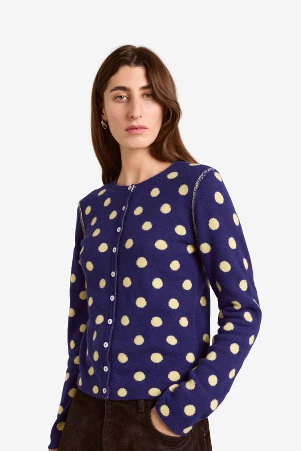 DAMSON MADDER Tabitha Merino Reversible Cardigan - Navy/Butter DAMSON MADDER Tabitha Merino Reversible Cardigan - Navy/Butter