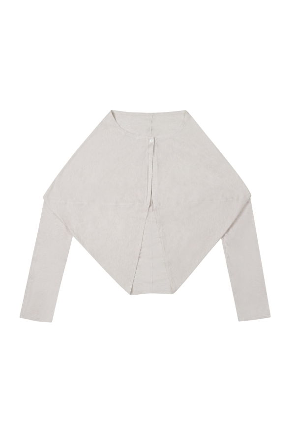 YIBRI Beige Reversible Cropped Cardigan