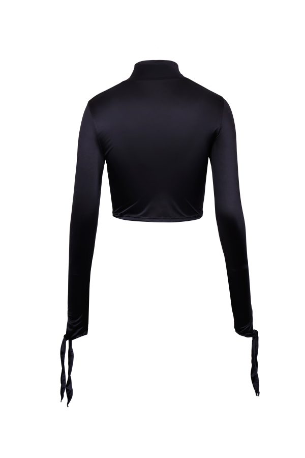 YIBRI Draped Jersey Crop Top - Black