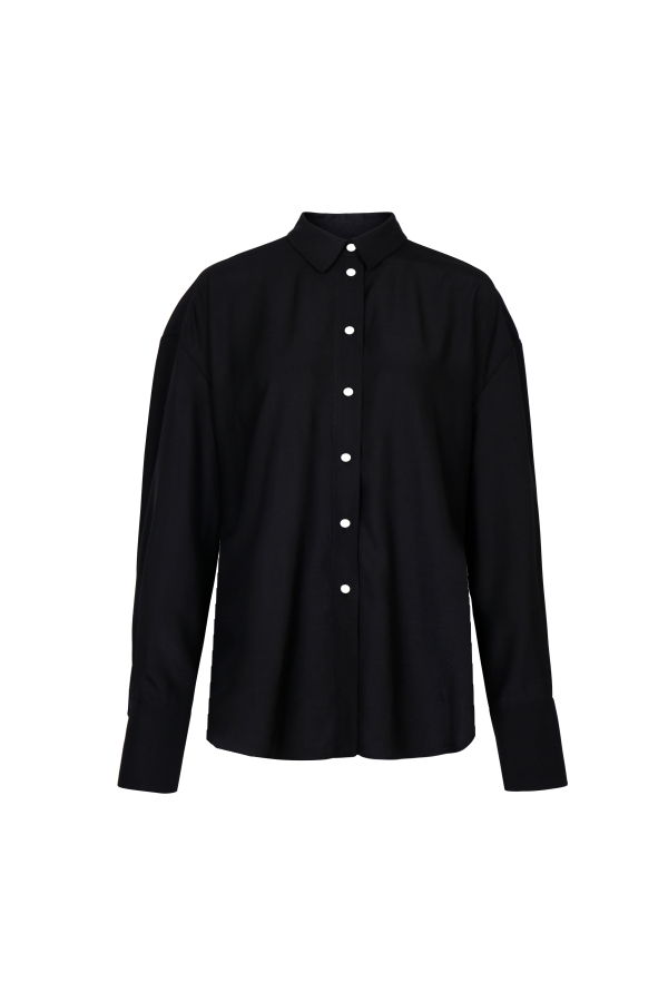 YIBRI Black Japanese Viscose Button-Up Shirt