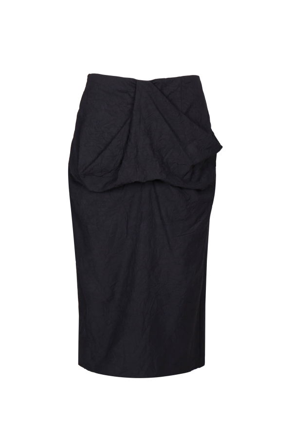 YIBRI Wrinkled Texture Skirt - Black