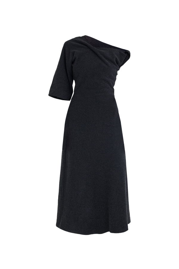 YIBRI Fleece Asymmetrical Structured Knitted Dress