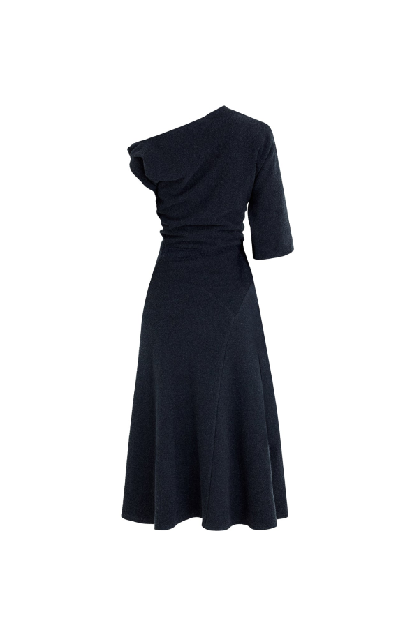 YIBRI Fleece Asymmetrical Structured Knitted Dress