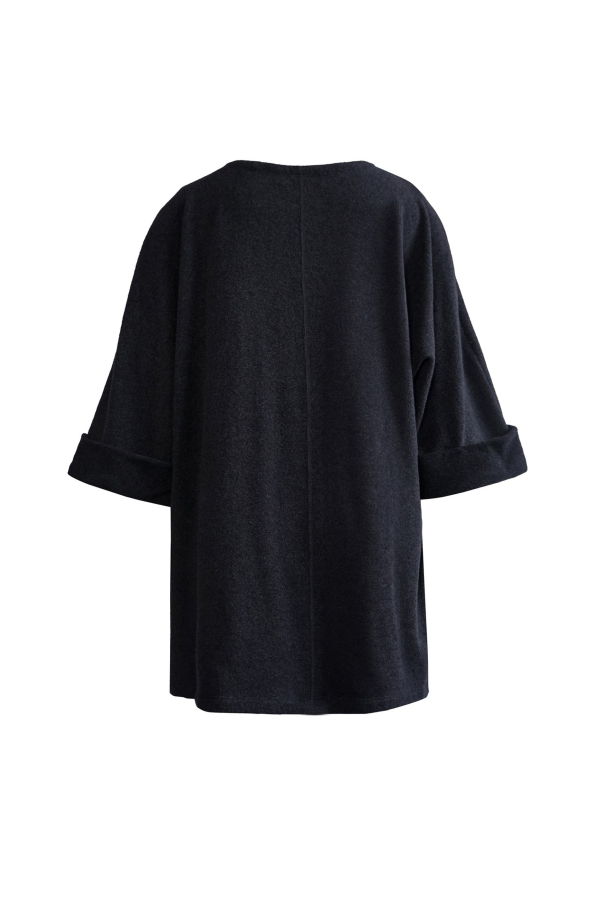 YIBRI Fleece Oversize Half-Sleeve T-Shirt Top