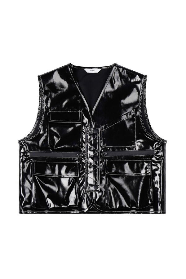 YIBRI Glossy Linen Coated Utility Vest