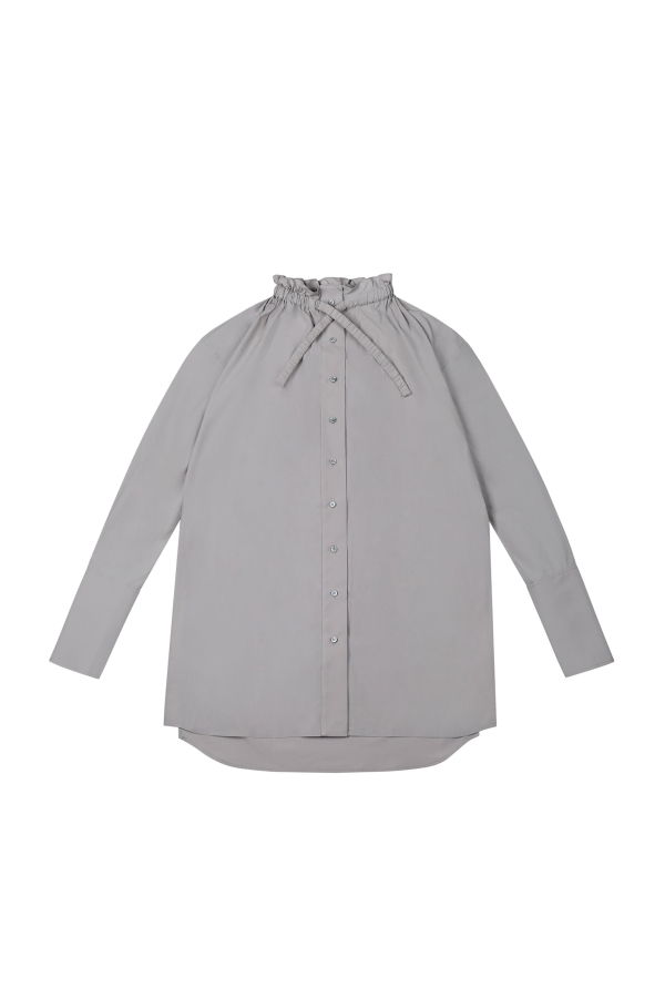 YIBRI Ruched Collar Long Shirt