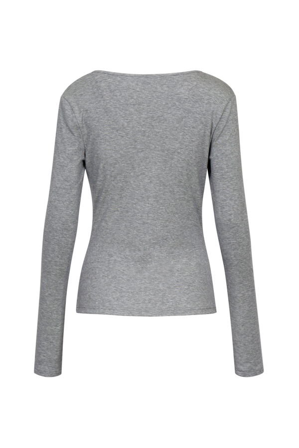 YIBRI Grey Twisted Long Jersey Sleeve Top