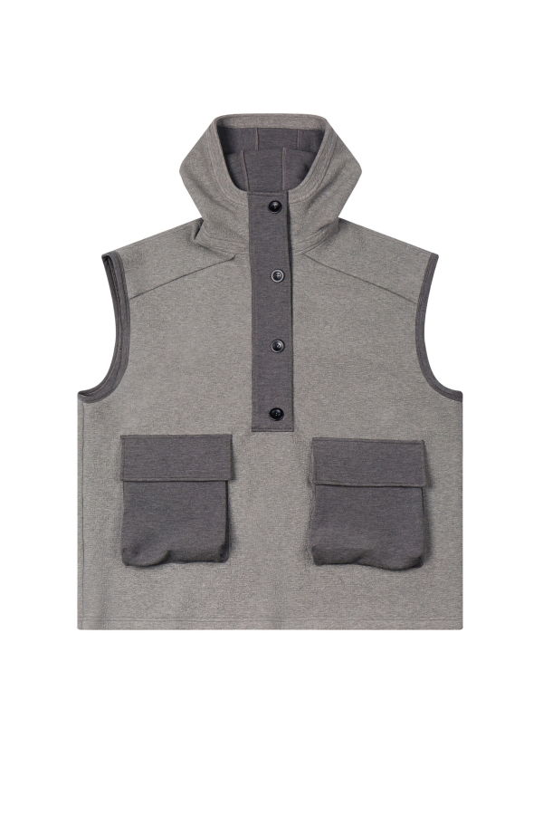 YIBRI Heavyweight Hooded Vest With Utility Pockets