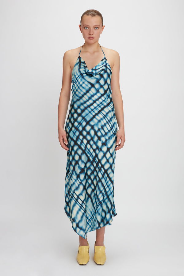 YIBRI Printed Bias-Cut Dress