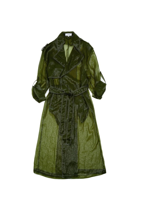 YIBRI Sheer Green Nylon Trench Coat