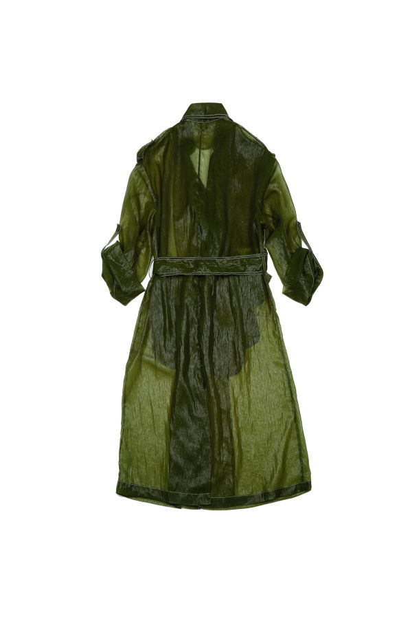 YIBRI Sheer Green Nylon Trench Coat
