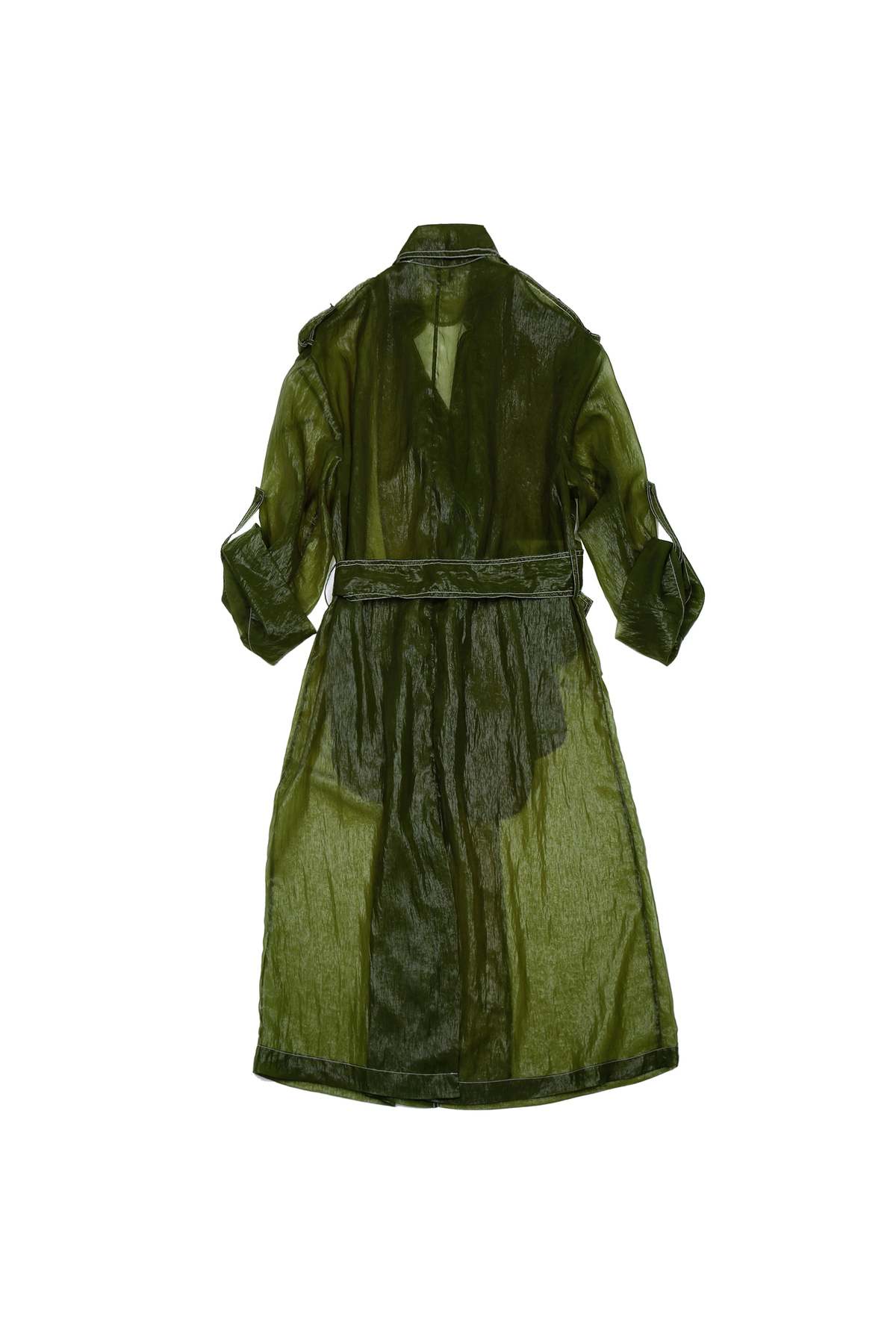 YIBRI Sheer Green Nylon Trench Coat - Image 2 of 10