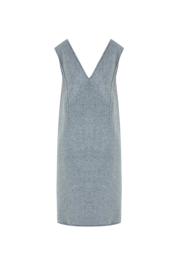 YIBRI Two Tone Wool Deep V-Neck Sleeveless Reversible Dress