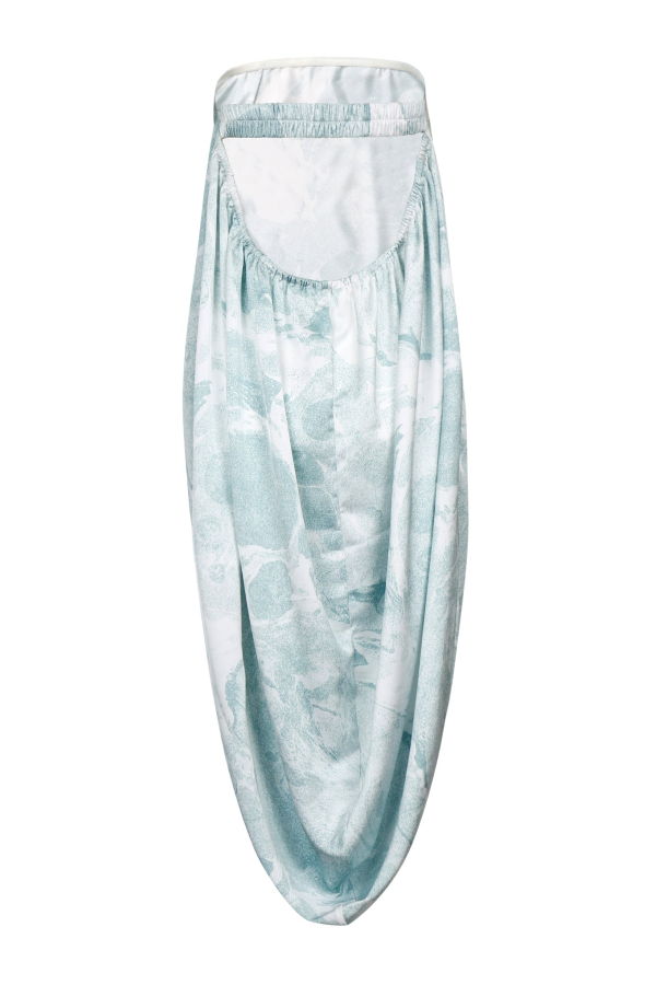 YIBRI Water Lily Printed Strapless Drape Dress