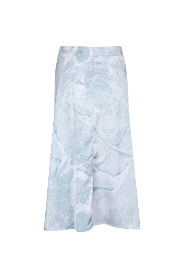 YIBRI White & Green Marbled Water Lily Drape Skirt