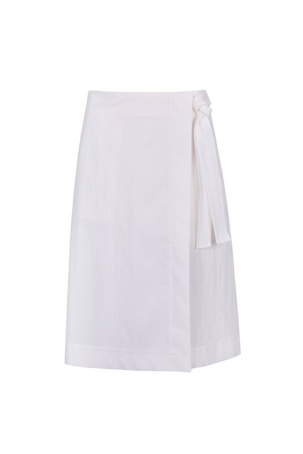 YIBRI White Cotton Wrap Skirt - White