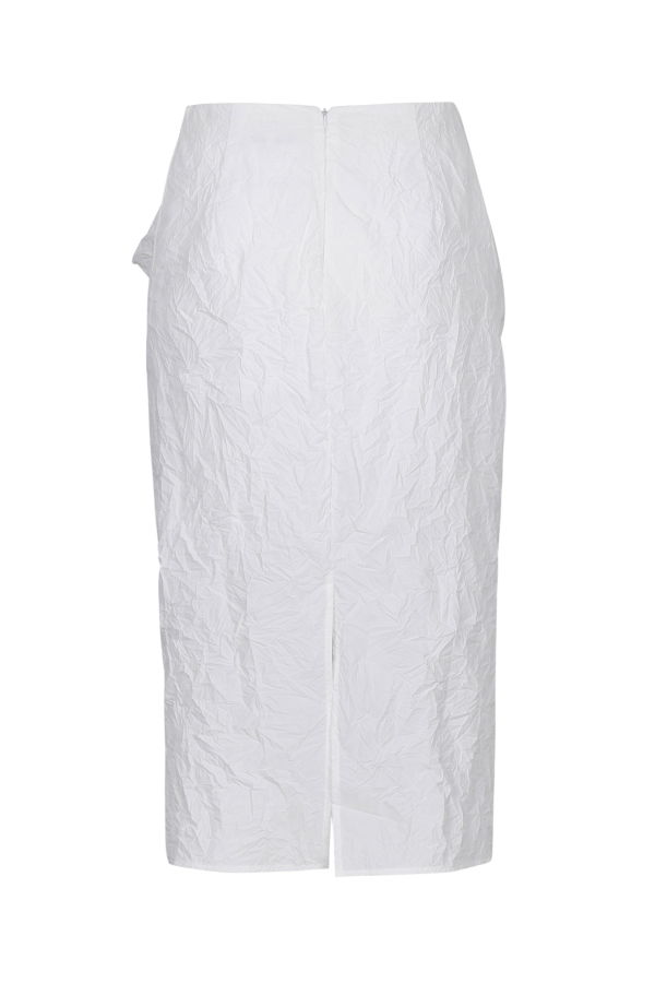 YIBRI White Crinkled Texture Draped Midi Skirt