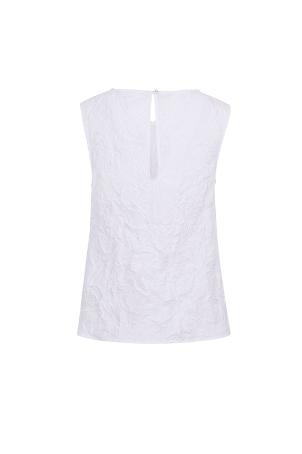 YIBRI Crinkled Texture Sleeveless Top - White