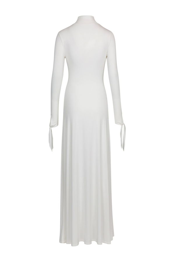 YIBRI White Draped Jersey Maxi Dress