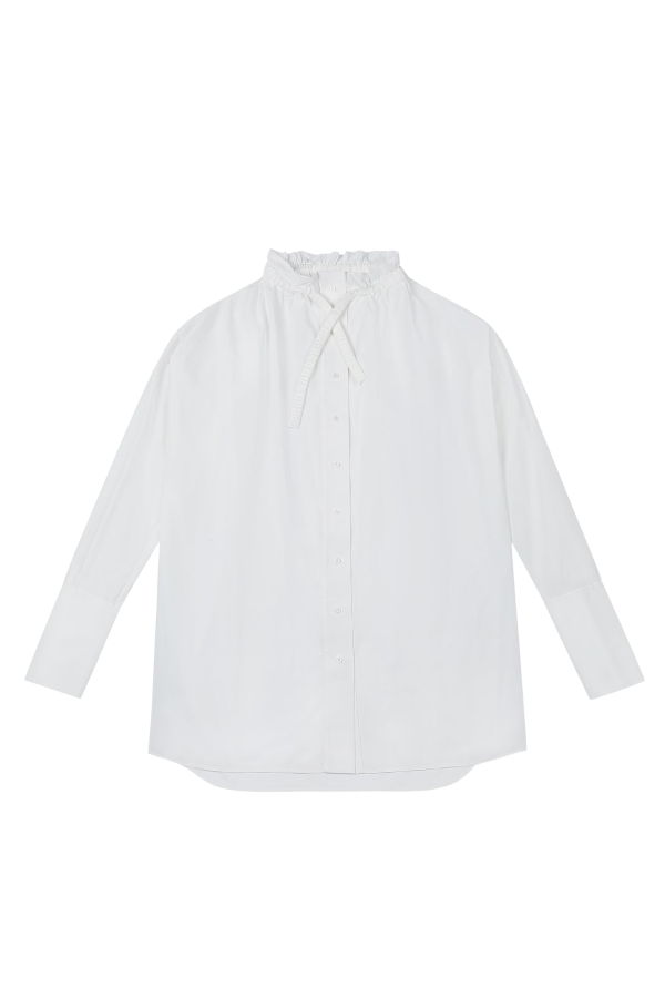 YIBRI Ruched Collar Long Shirt