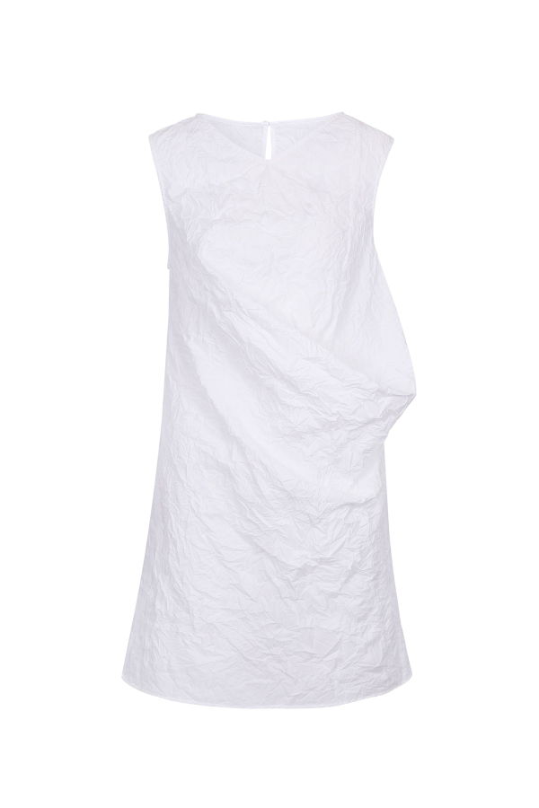 YIBRI White Textured Draped Mini Dress