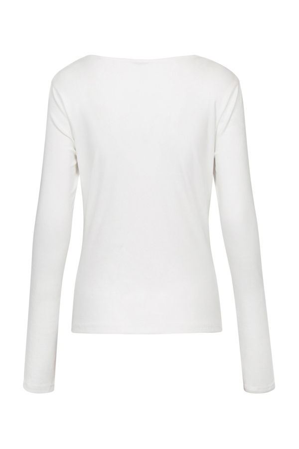 YIBRI White Twisted Long Jersey Sleeve Top