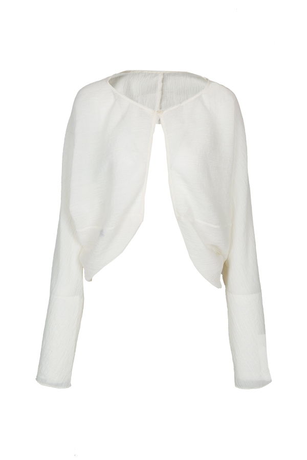 YIBRI White Wrinkle-Textured Reversible Top