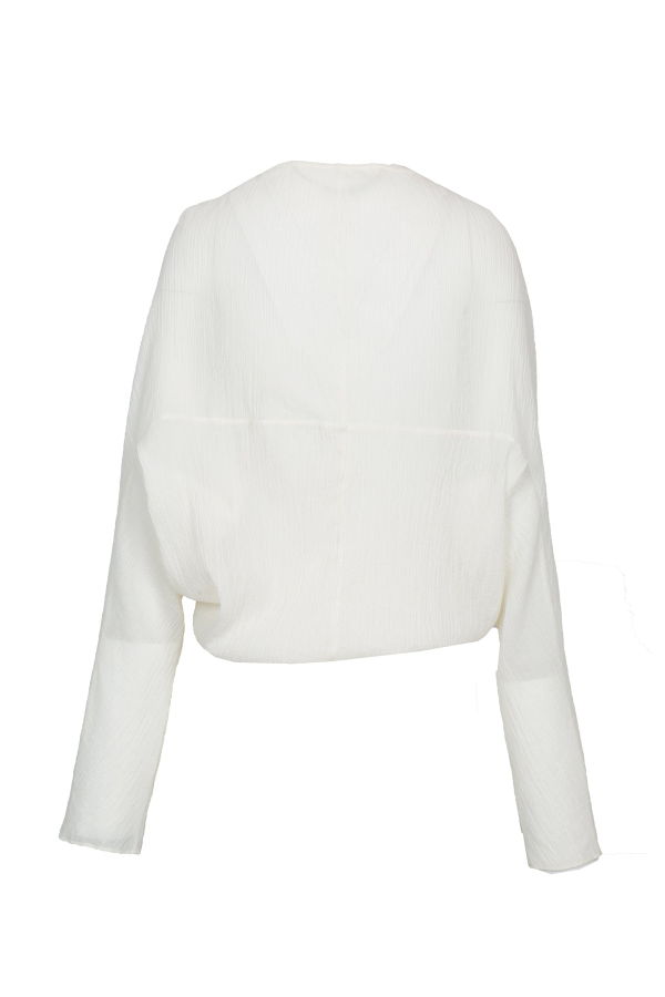 YIBRI White Wrinkle-Textured Reversible Top