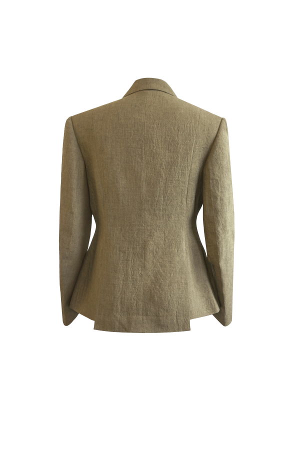 YIBRI Yarn-Dyed Linen Double-Breasted Blazer