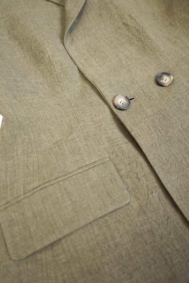 YIBRI Yarn-Dyed Linen Double-Breasted Blazer