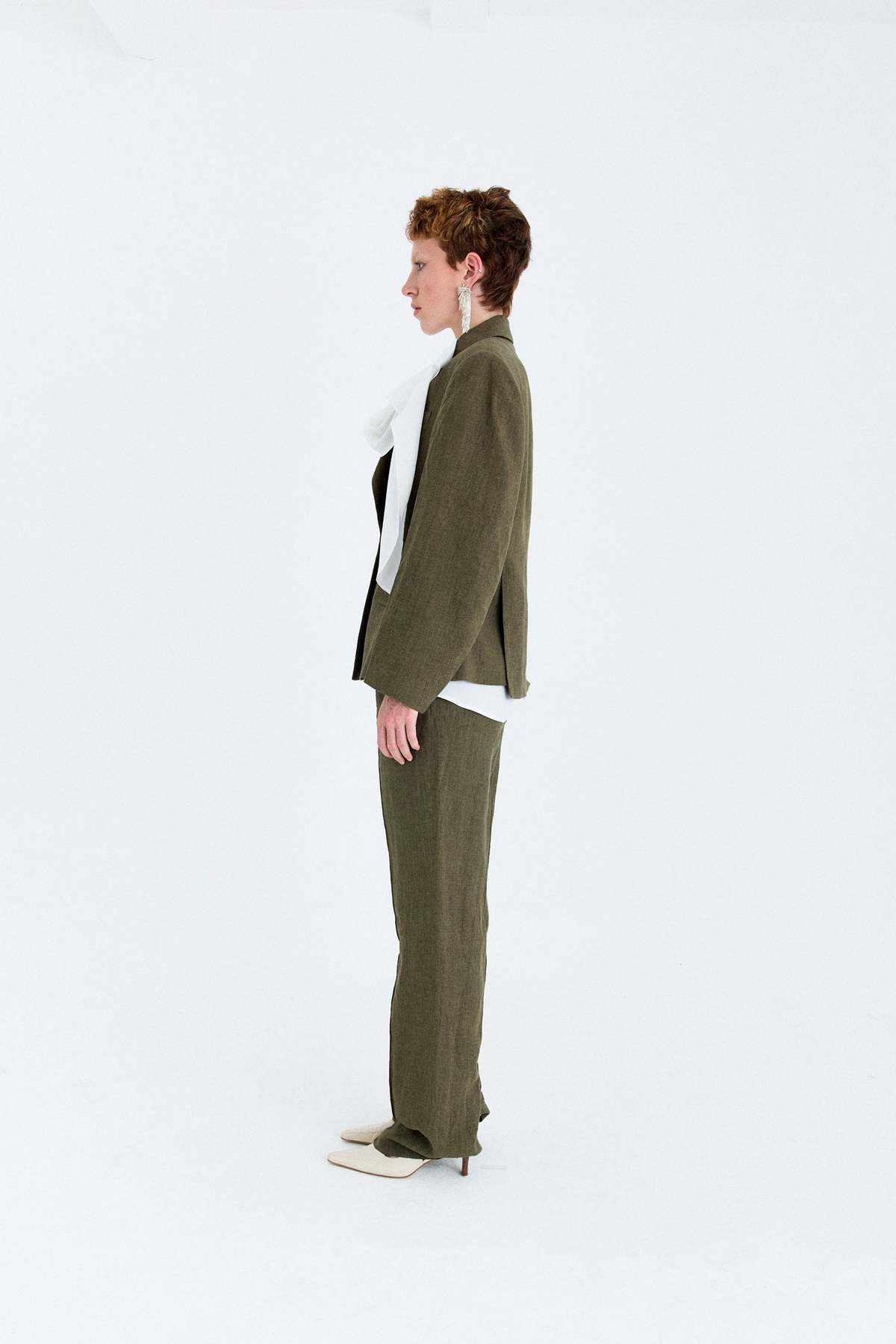 YIBRI Yarn-Dyed Linen Double-Breasted Blazer - Image 6 of 7