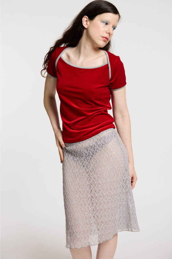 Simone Wild Lace Swing Skirt - Gray