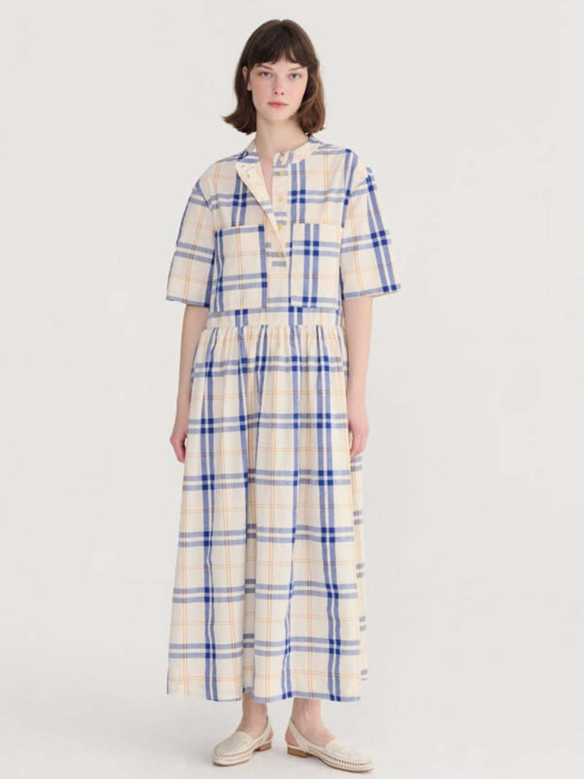 Bobo Choses Tartan Dress - Ecru Blue - Image 1 of 7