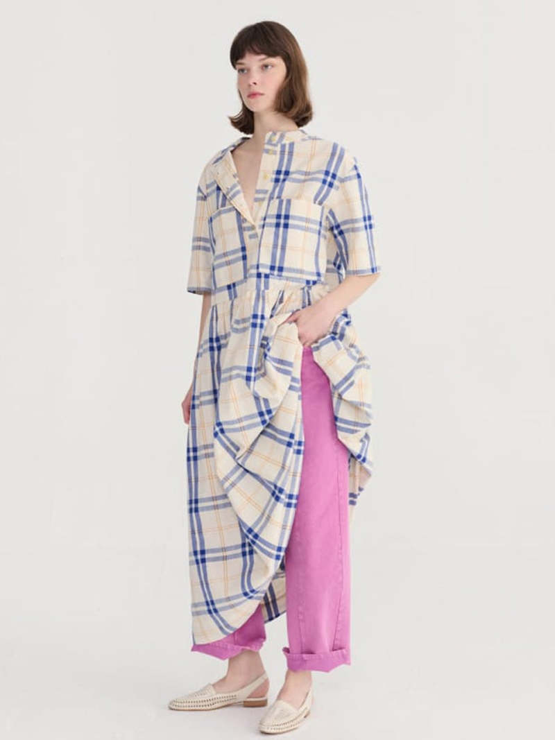 Bobo Choses Tartan Dress - Ecru Blue