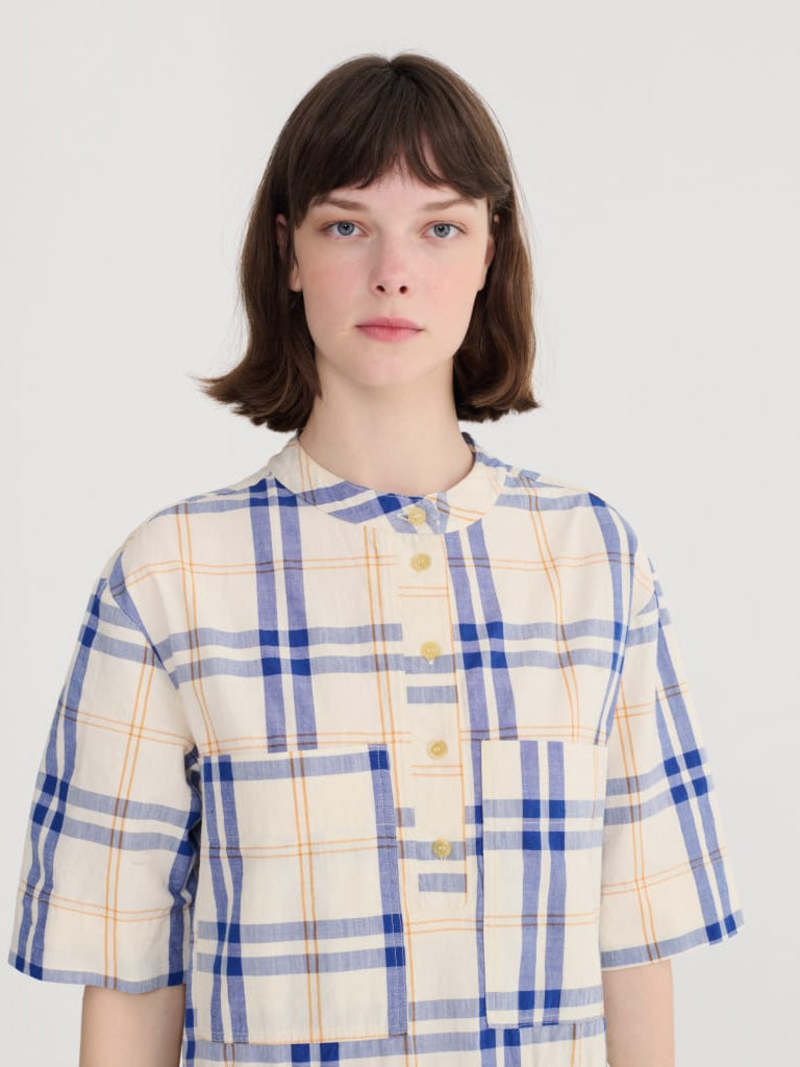 Bobo Choses Tartan Dress - Ecru Blue