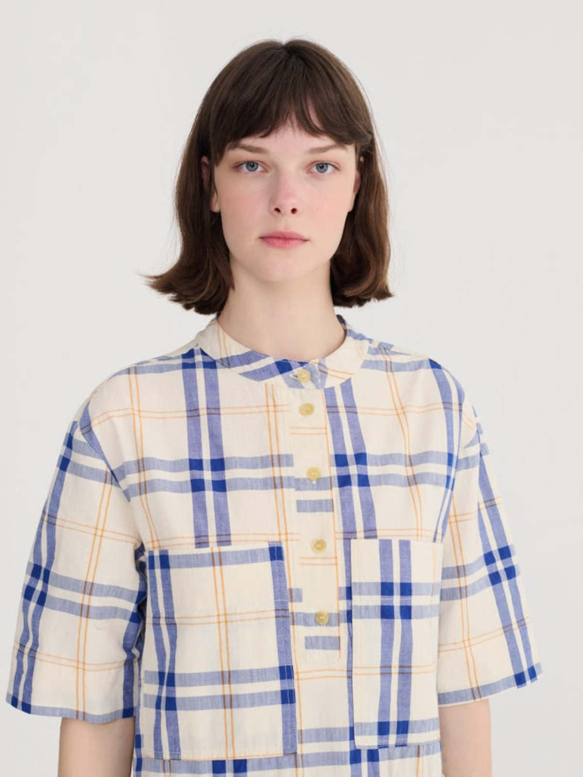 Bobo Choses Tartan Dress - Ecru Blue - Image 6 of 7