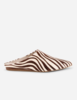 INTENTIONALLY __________. Major Cowhide Flat Mule - Beige Zebra - Thumbnail 2