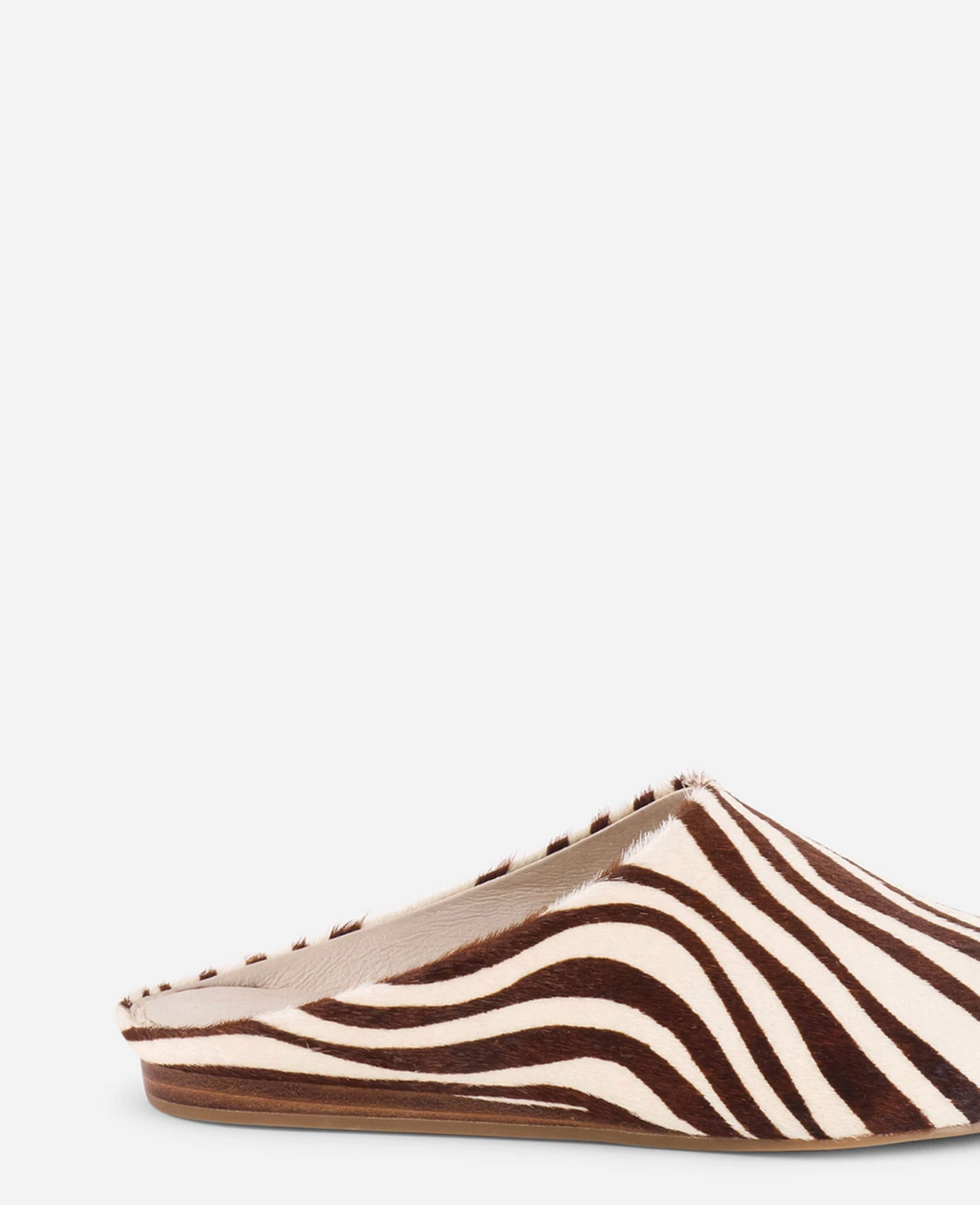 INTENTIONALLY __________. Major Cowhide Flat Mule - Beige Zebra - Image 4 of 4