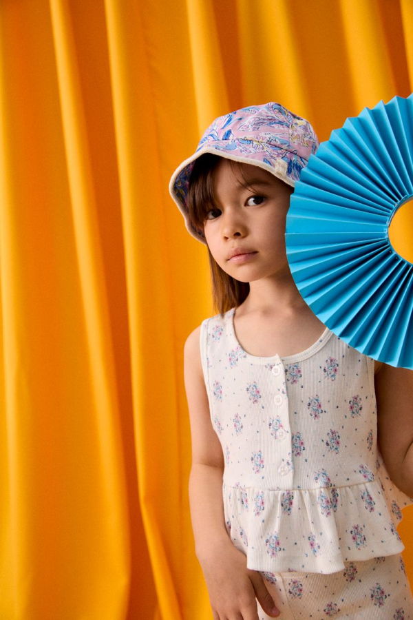 KIDS Louise Misha Myrtilla Top in Cream Flower Dunes