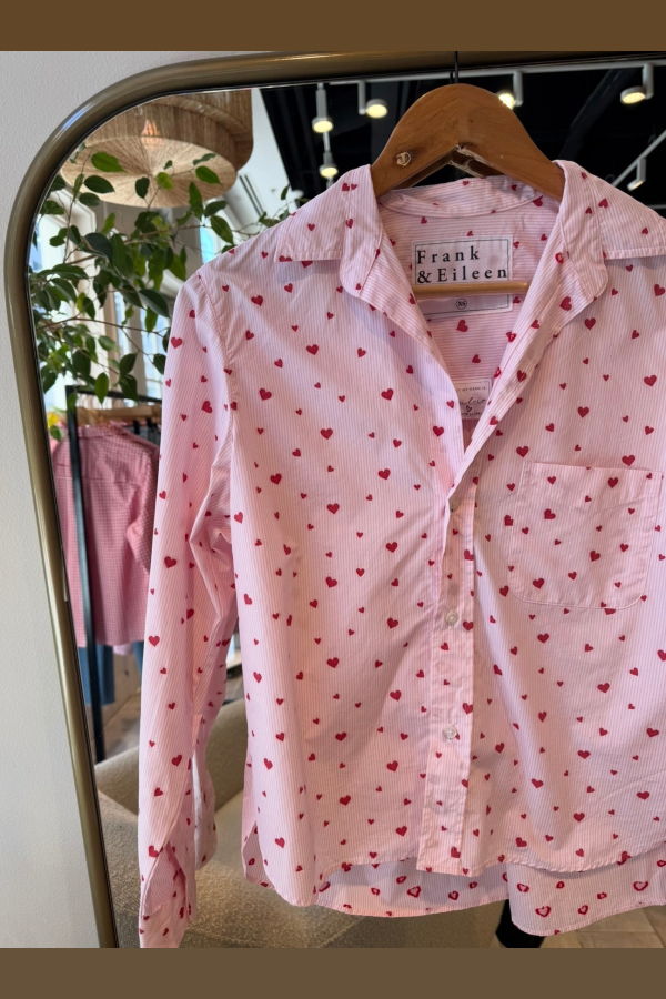 Frank & Eileen Silvio Untuckable Button-Up Shirt - Pink Stripe Hearts
