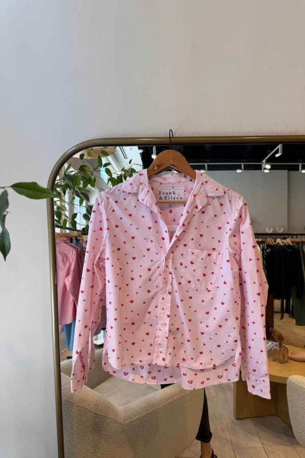 Frank & Eileen Silvio Untuckable Button-Up Shirt - Pink Stripe Hearts