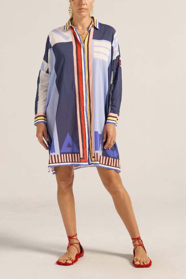 ILIO NEMA Artemis Shirtdress - Blue Sarong Voile